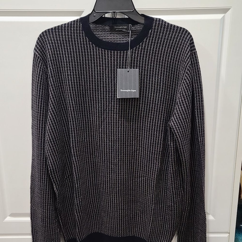 ERMENEGILDO ZEGNA WOOL KNIT CREWNECK SWEATER